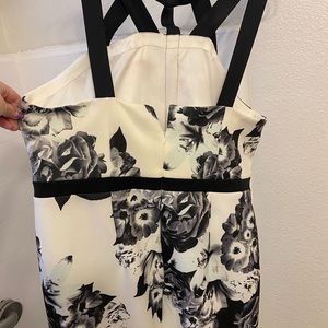 Eloqui floral dress black white top sheath size 18